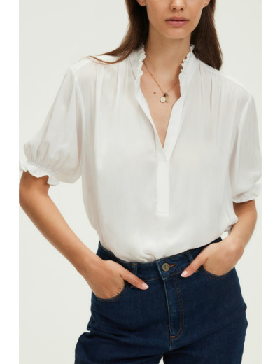 Blouse en satin à volants - UMELIA