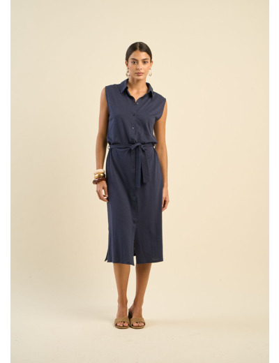 Robe chemise avec lien à nouer