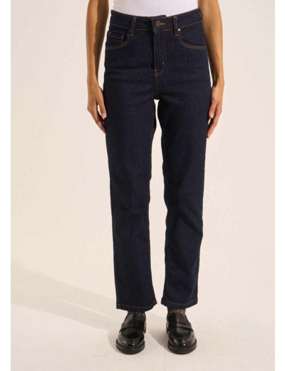 Jean droit taille haute cinq poches