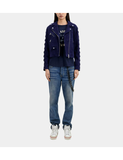 Blouson Cuir Suede dark blue