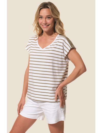 Tee-shirt rayé avec boutons épaules Giflia