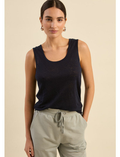 Débardeur en lin à col rond