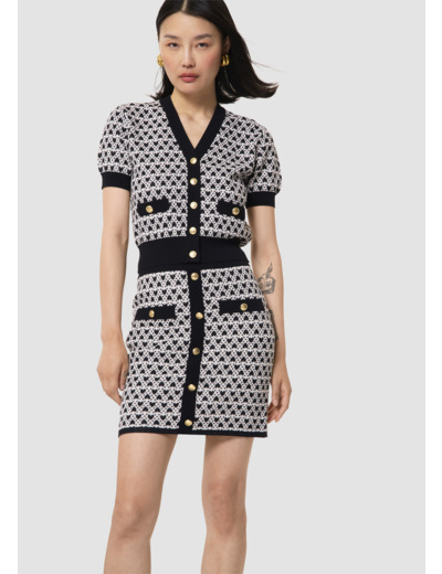 Jupe Jani écrue en coton imprimé mini coeurs