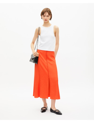 Jupe longue en jacquard orange orange red