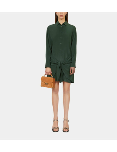 Robe Chemise Verte Courte Avec Nœud wood kaki