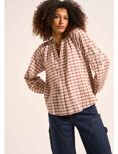 Blouse à carreaux brodée