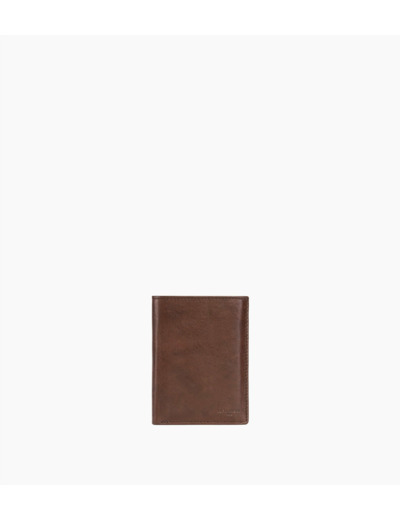 Portefeuille vertical moyen modèle zippé 3 volets en cuir huilé