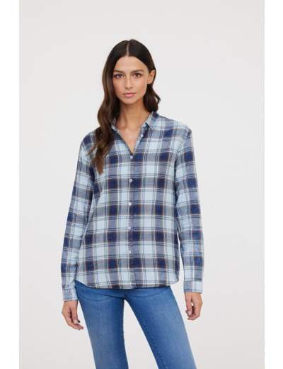Chemise à carreaux effet délavé