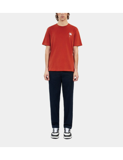T-Shirt Rouge Avec Broderie Palm Tree red brique