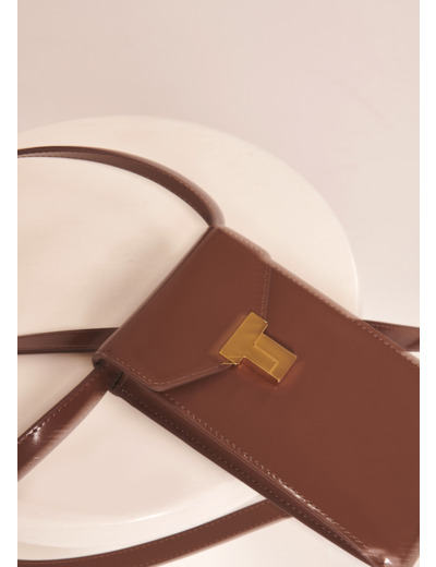 Pochette Bis Taupe en Cuir