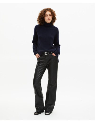 Pull col montant en cachemire marine bleu