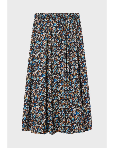 Jupe midi en satin à fleurs - CERES