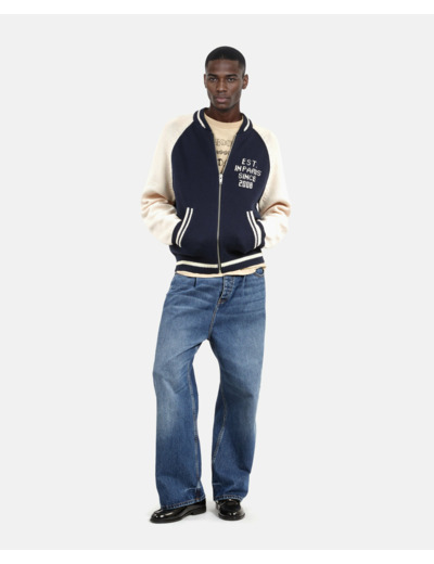 Cardigan zippe dark navy-ecru