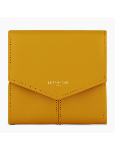 Petit portefeuille zippé Charlotte en cuir lisse