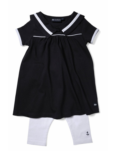 Ensemble fille avec robe col esprit marin et legging Elsa