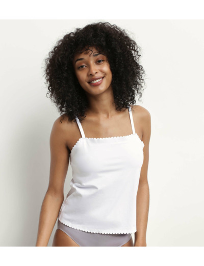 Top femme en coton stretch sans couture Blanc Body Touch Easy