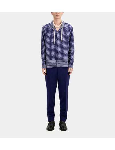 Chemise A Manches Longues Col Requin blue