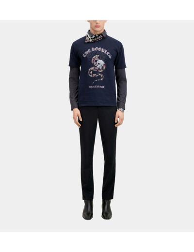 T-Shirt Manches Courtes Avec Print Snake washed navy