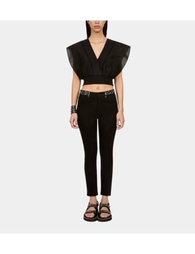 Top Court Noir En Broderie Anglaise black