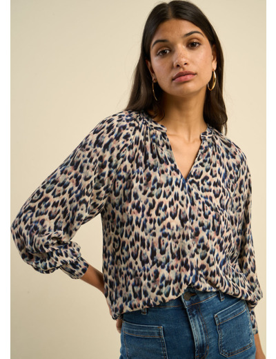 Blouse fluide imprimée léopard