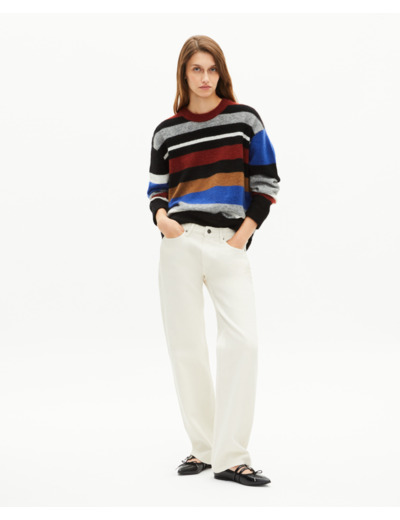Pull en laine mélangée à rayures multicolores multicolor