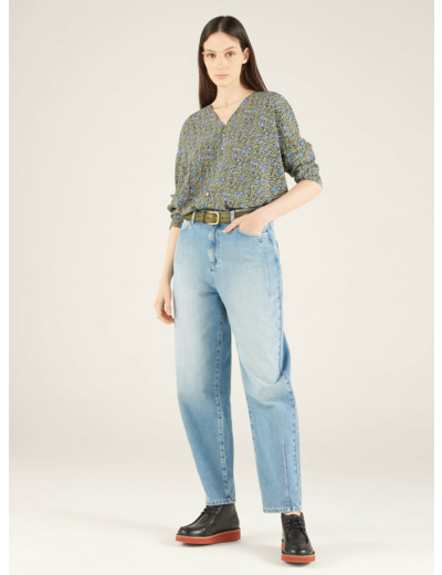 Chemise fleurs bleues