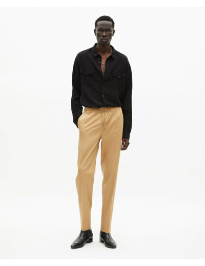 Pantalon a taille elastique beige