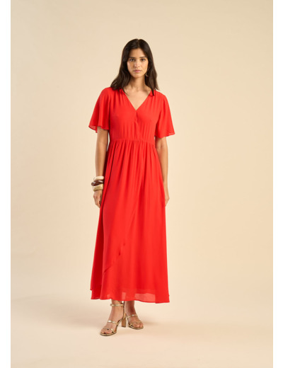 Robe longue fluide à volant