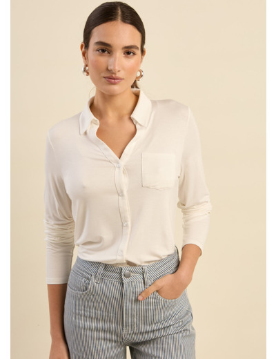 T-shirt col chemise manches longues