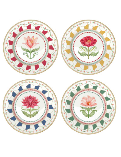 FLOWERY Coffret 4 assiettes dessert 19cm
