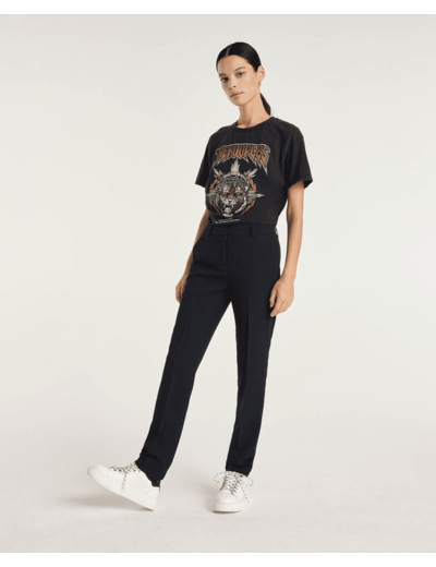 Basket en cuir avec lacet-shirt mouchetes white