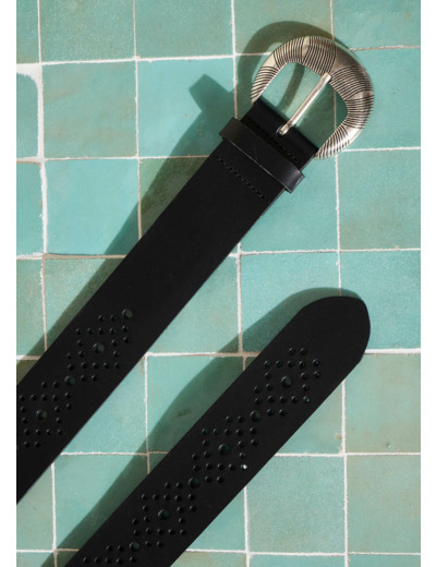 Ceinture cuir boucle argentée