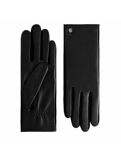 Gants femme bi-matières en cuir d'agneau