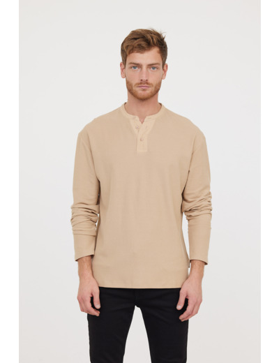 Henley en coton piqué