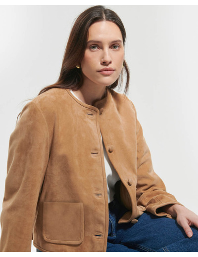 Veste Verveine Beige en Cuir