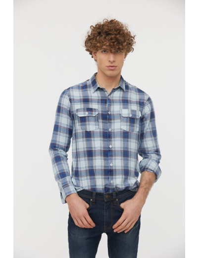 Chemise à carreaux effet délavé