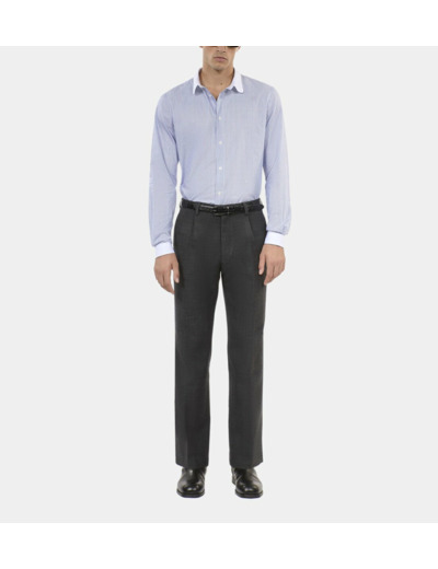 Pantalon de costume en coton et laine gris black grey