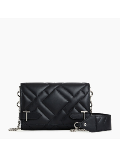 Pochette à rabat Emilie en cuir lisse matelassé