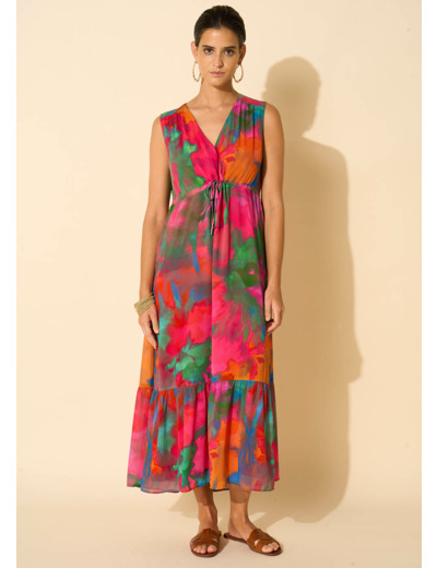 Robe longue imprimée sans manches