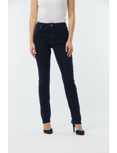 Denim straight fit, coupe droite, taille haute