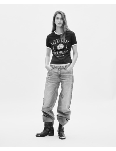 T-shirt avec sérigraphie noir black washed