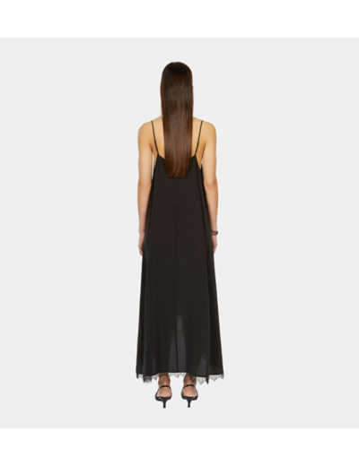 Robe Nuisette Longue Noire En Soie Lavée black