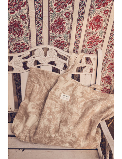 Grand tote bag en coton recyclé beige