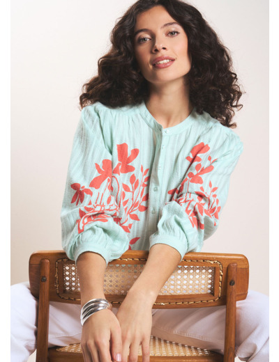 Chemisier à imprimé floral brodé en coton