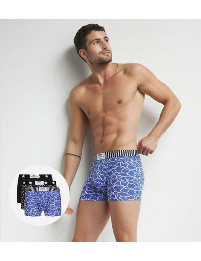Lot de 3 boxers homme motifs Nuages Bleu Noir Dim Vibes