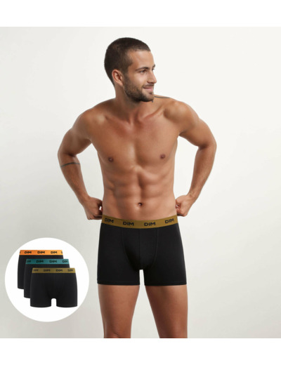 Lot de 3 boxers homme noir ceinture colorée Citrouille Mix & Colors