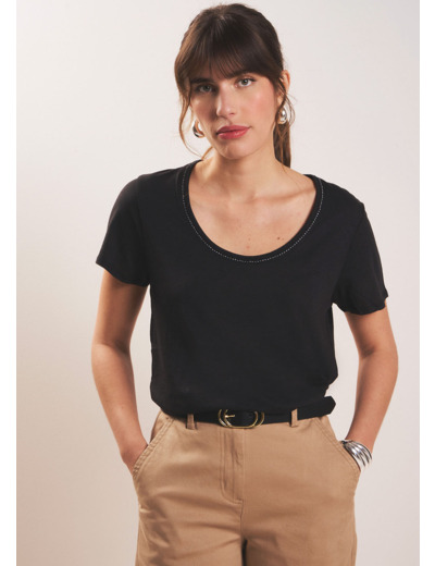 Tee-shirt col danseuse en coton modal