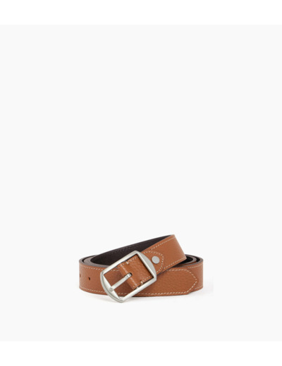 Ceinture réversible homme avec boucle carrée en cuir grainé