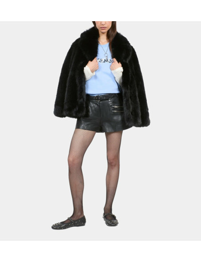 Short en cuir noir black