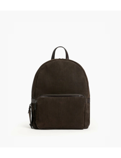 Sac à dos zippé Emile en cuir côtelé et lisse